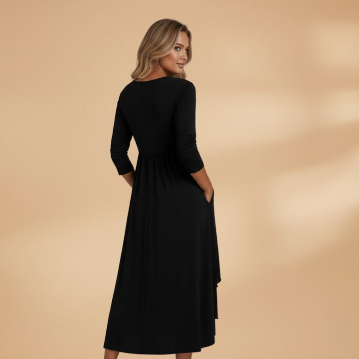 Patrícia | Vestido Comprido Manga Longa Mulher Decote Redondo