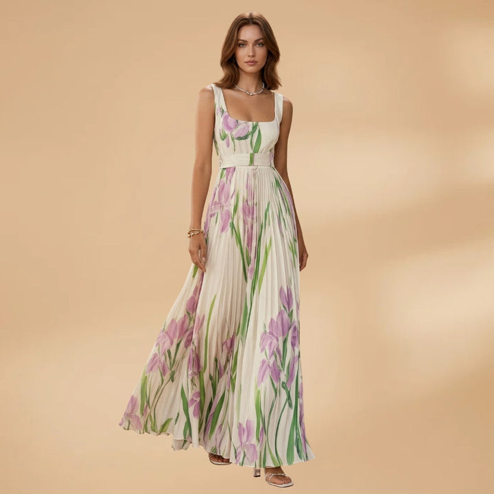 Beatriz | Vestido Comprido Plissado Estampado Mulher Alças