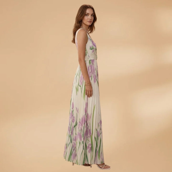 Beatriz | Vestido Comprido Plissado Estampado Mulher Alças