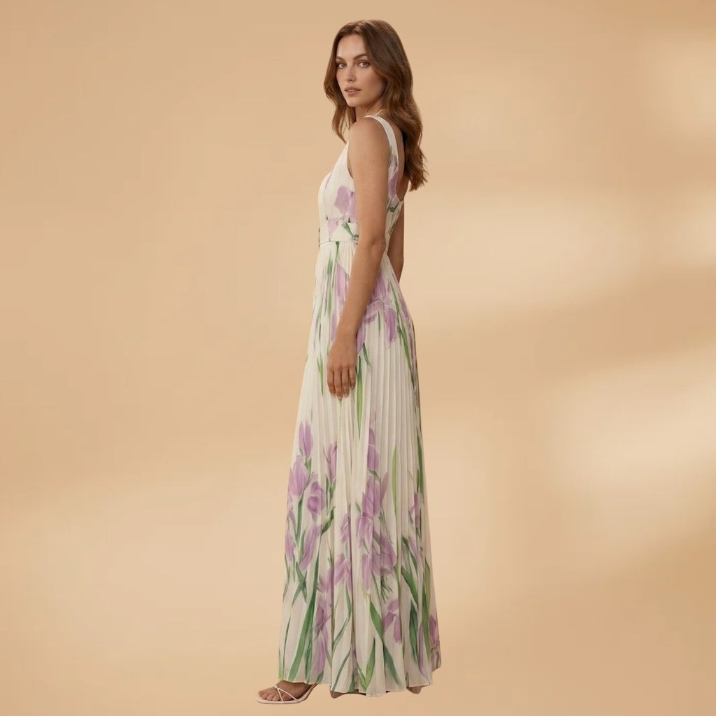 Beatriz | Vestido Comprido Plissado Estampado Mulher Alças
