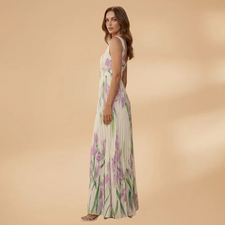Beatriz | Vestido Comprido Plissado Estampado Mulher Alças