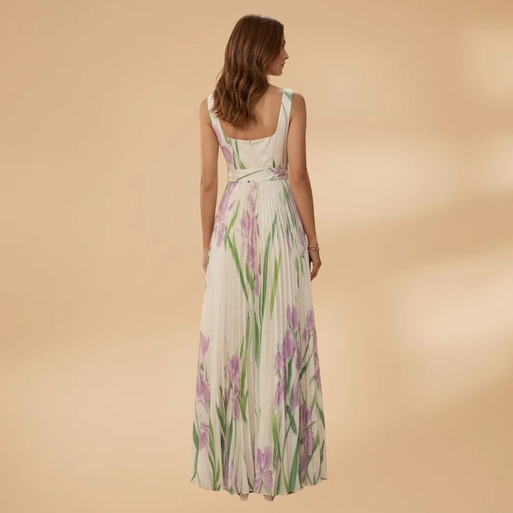 Beatriz | Vestido Comprido Plissado Estampado Mulher Alças