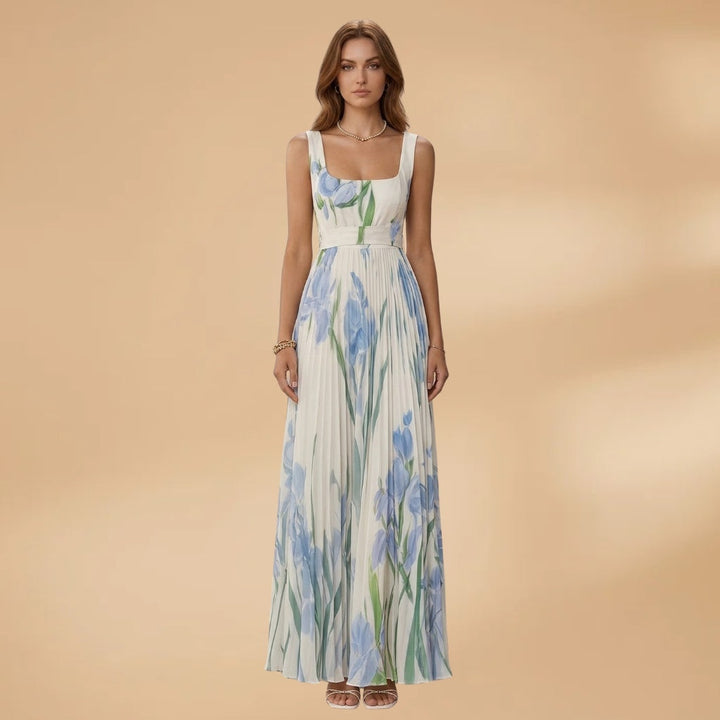 Beatriz | Vestido Comprido Plissado Estampado Mulher Alças