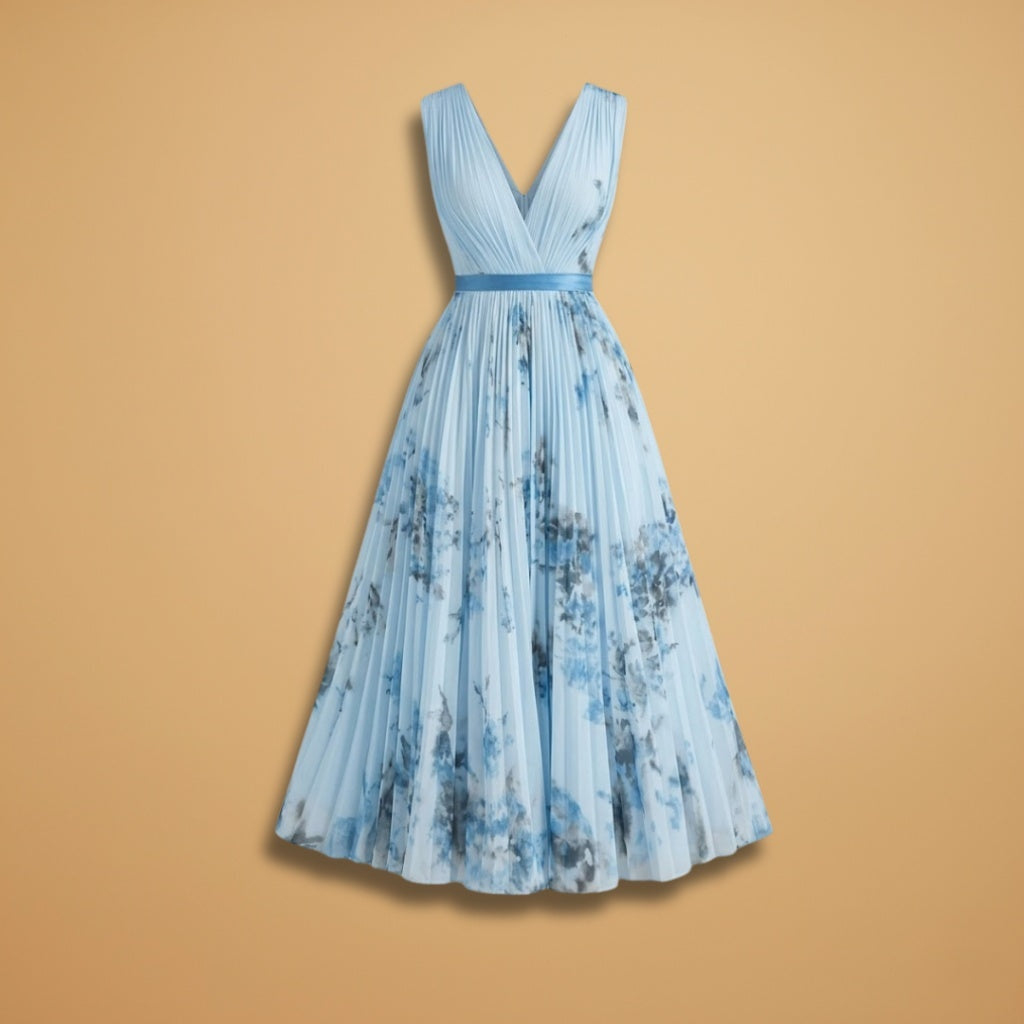 Adriana | Vestido Comprido Plissado Mulher Decote V