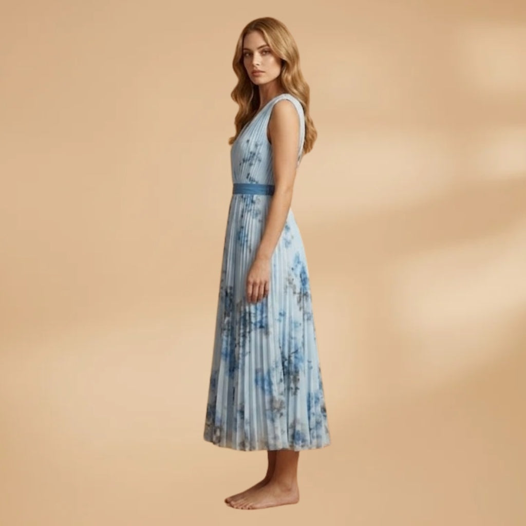 Adriana | Vestido Comprido Plissado Mulher Decote V