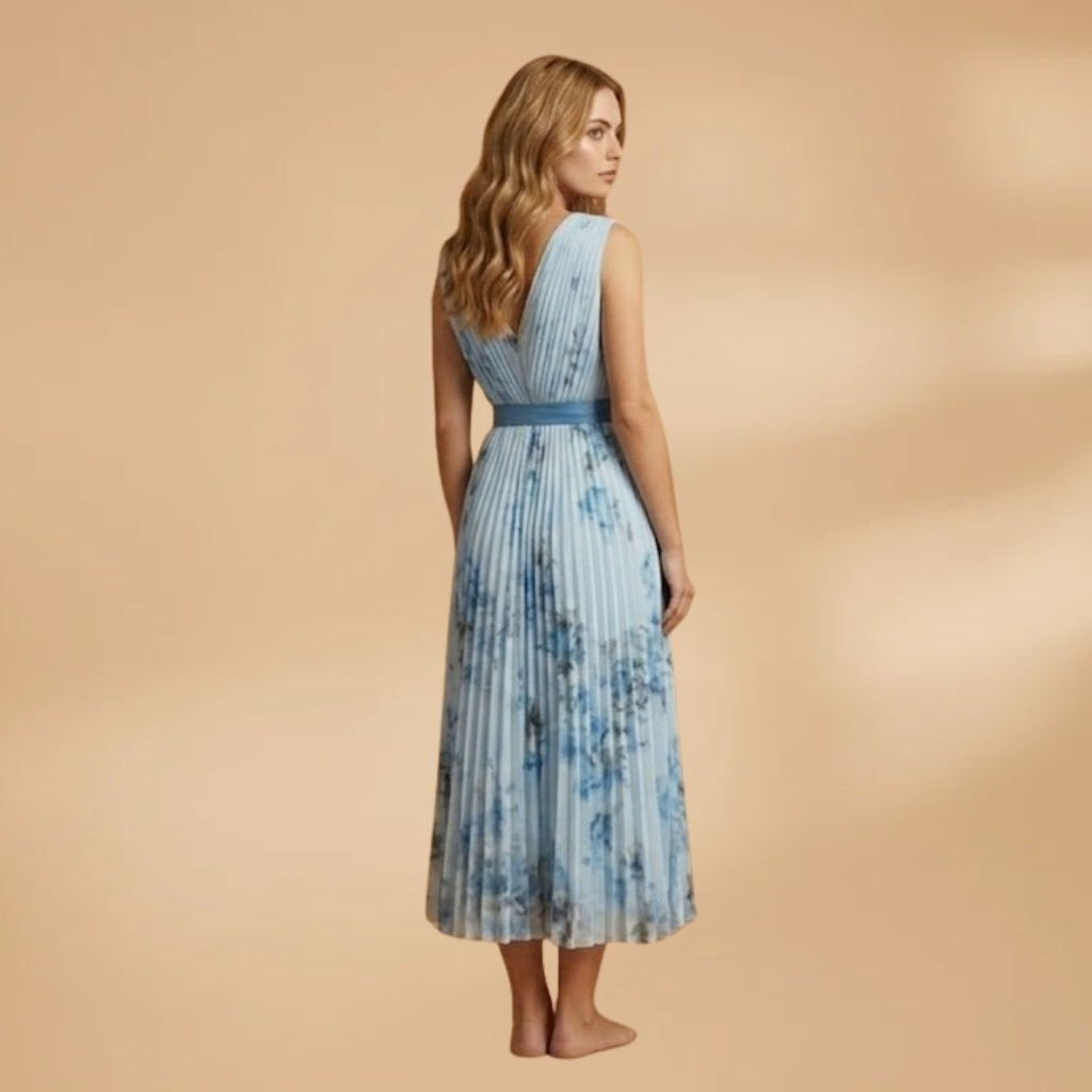 Adriana | Vestido Comprido Plissado Mulher Decote V