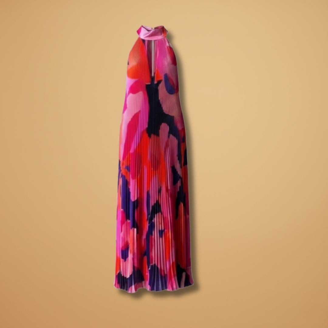 Sílvia | Vestido Comprido Plissado Mulher Estampado