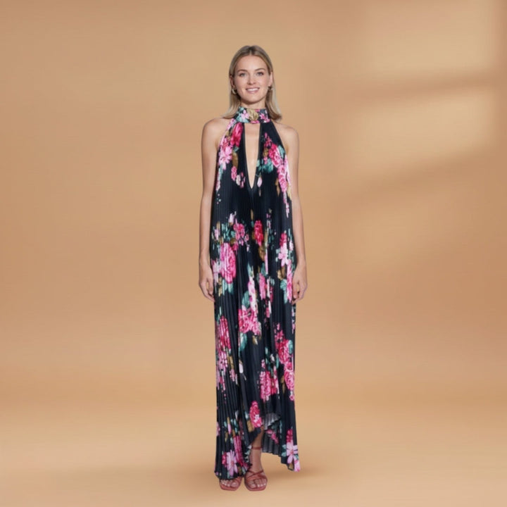 Sílvia | Vestido Comprido Plissado Mulher Estampado