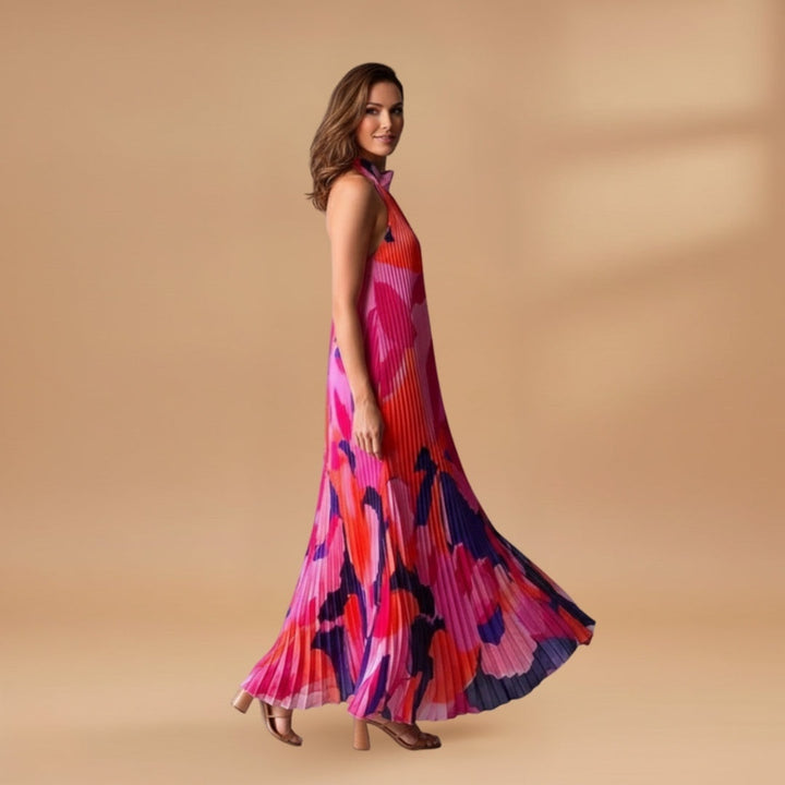 Sílvia | Vestido Comprido Plissado Mulher Estampado