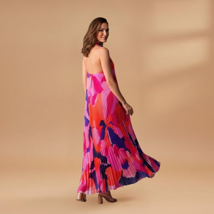 Sílvia | Vestido Comprido Plissado Mulher Estampado