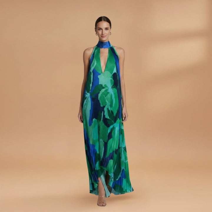 Sílvia | Vestido Comprido Plissado Mulher Estampado