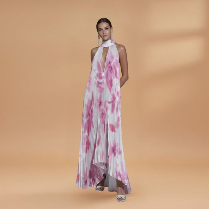 Sílvia | Vestido Comprido Plissado Mulher Estampado