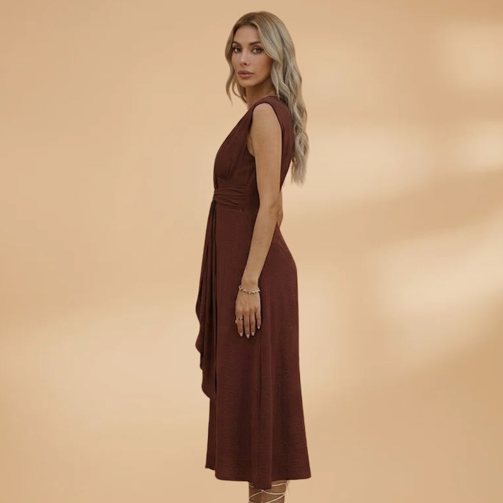 Amélia | Vestido Comprido sem Mangas Mulher Laço