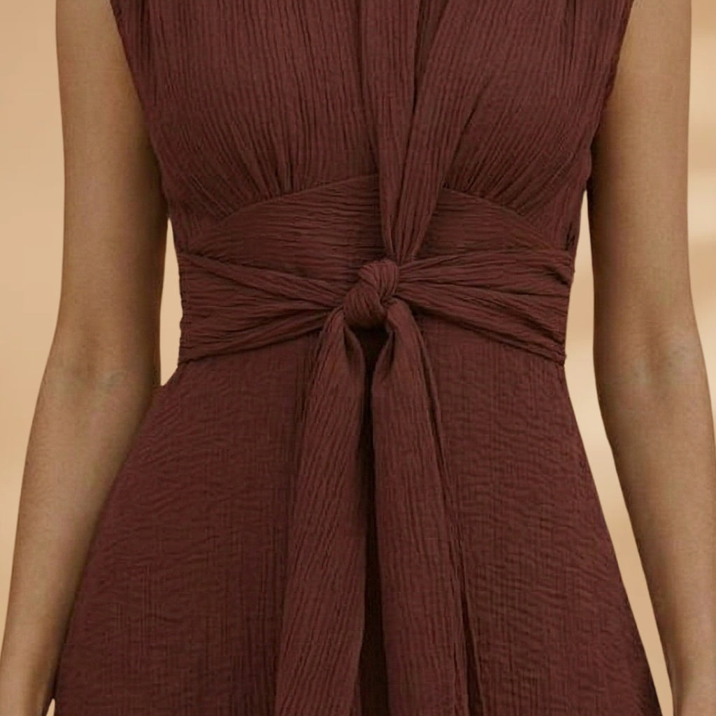 Amélia | Vestido Comprido sem Mangas Mulher Laço