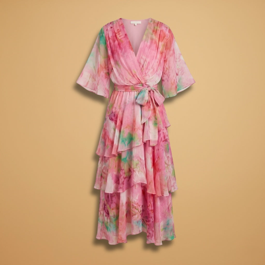 Lara | Vestido Comprido Transpassado Mulher Folhos