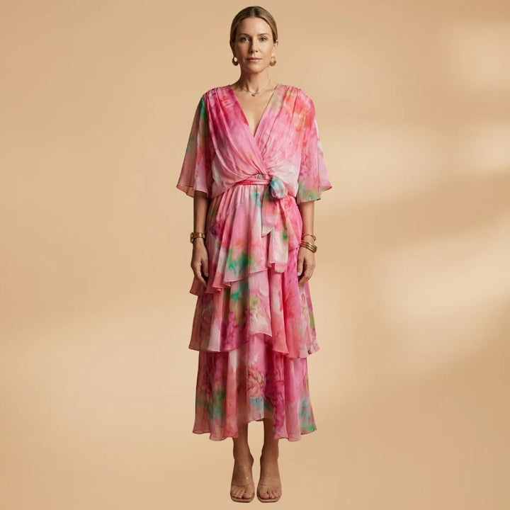 Lara | Vestido Comprido Transpassado Mulher Folhos