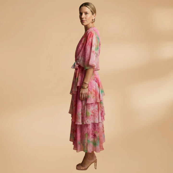 Lara | Vestido Comprido Transpassado Mulher Folhos