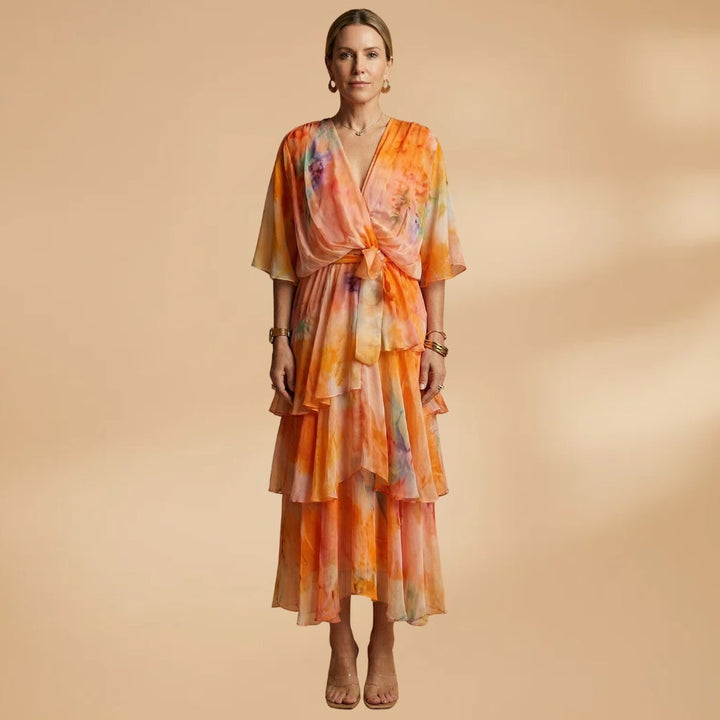 Lara | Vestido Comprido Transpassado Mulher Folhos