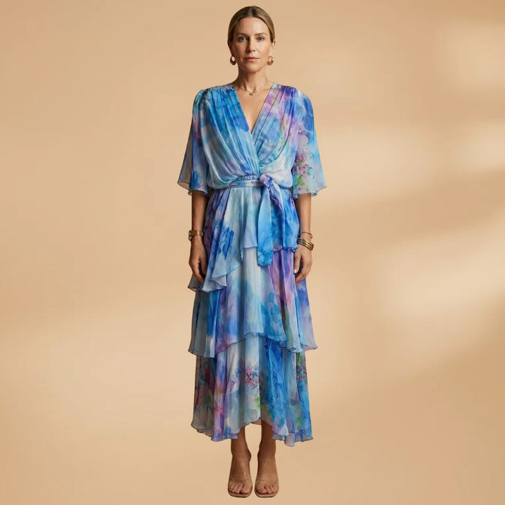 Lara | Vestido Comprido Transpassado Mulher Folhos