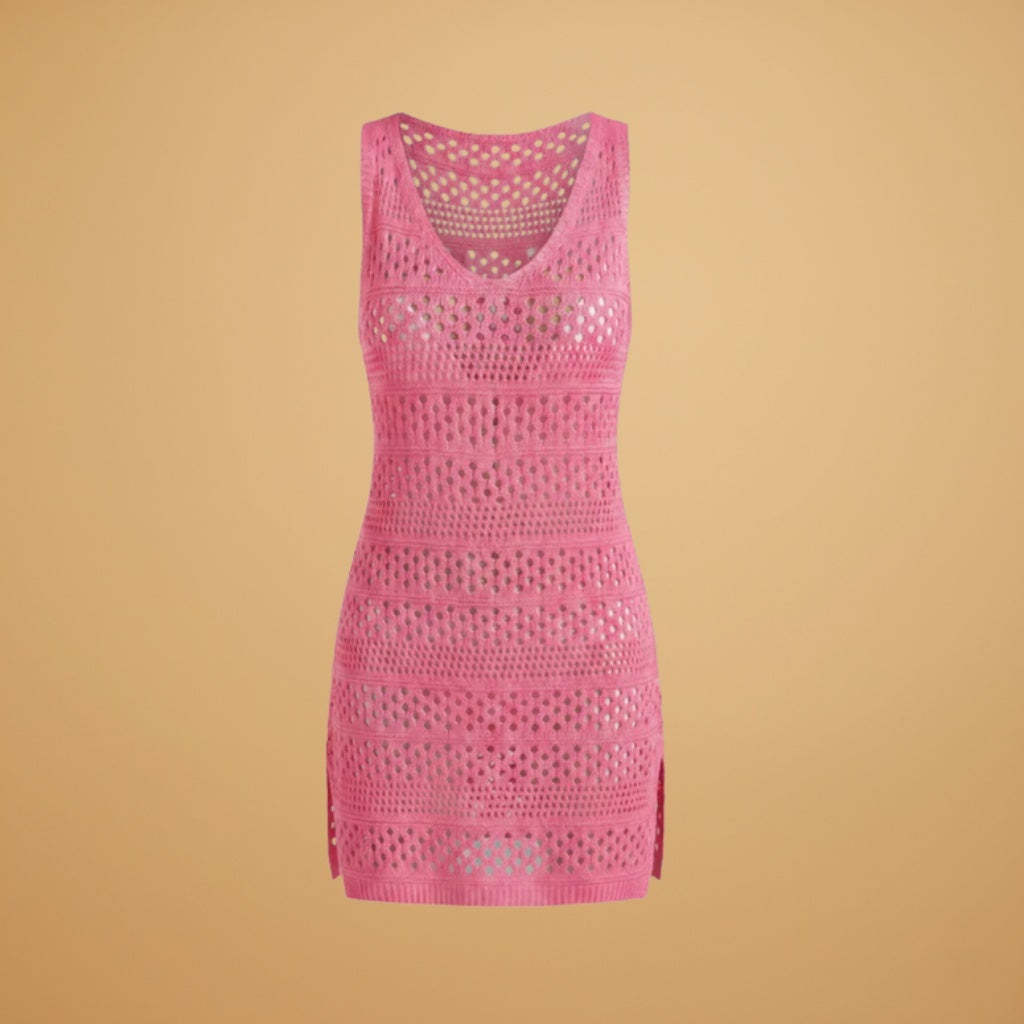 Lara | Vestido Crochet Decote V Mulher Sem Mangas