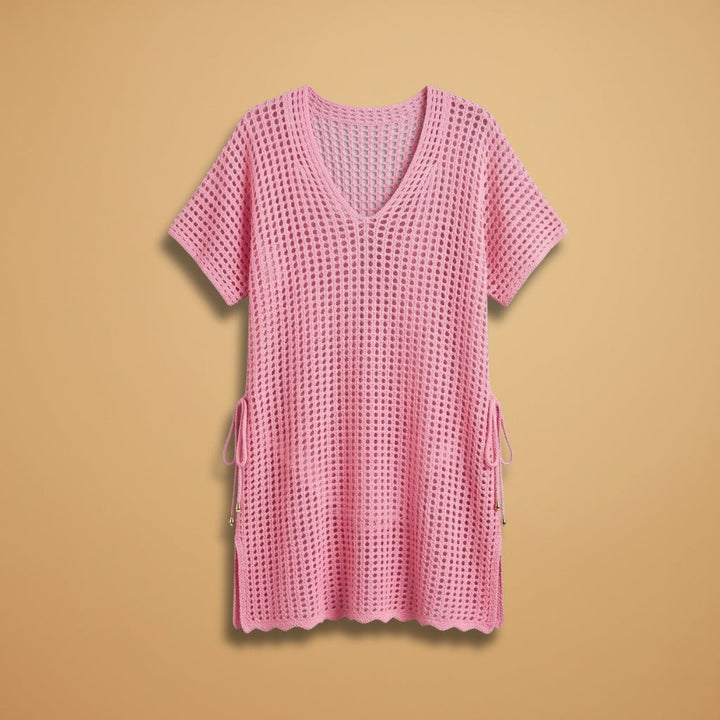 Mónica | Vestido Curto Crochet Mulher Decote V Praia