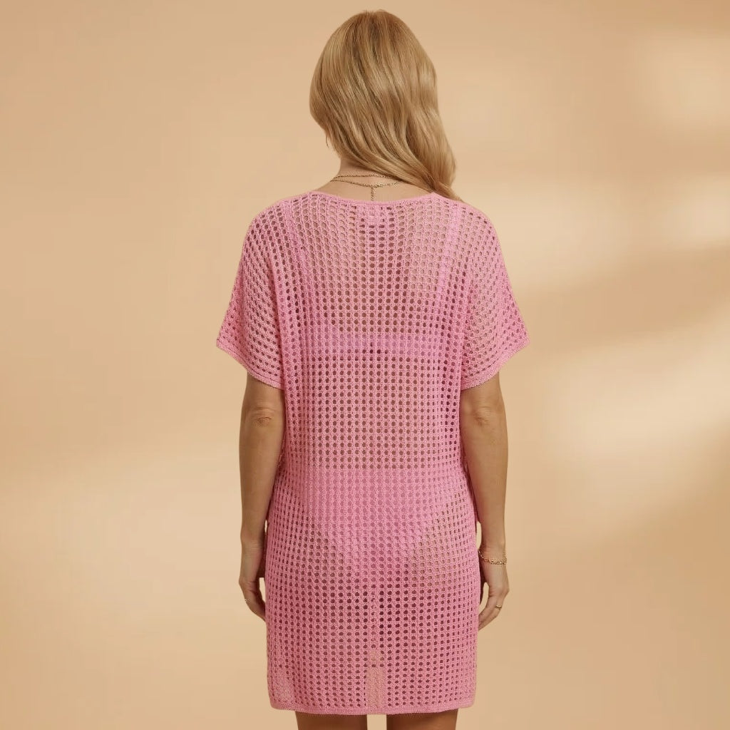 Mónica | Vestido Curto Crochet Mulher Decote V Praia