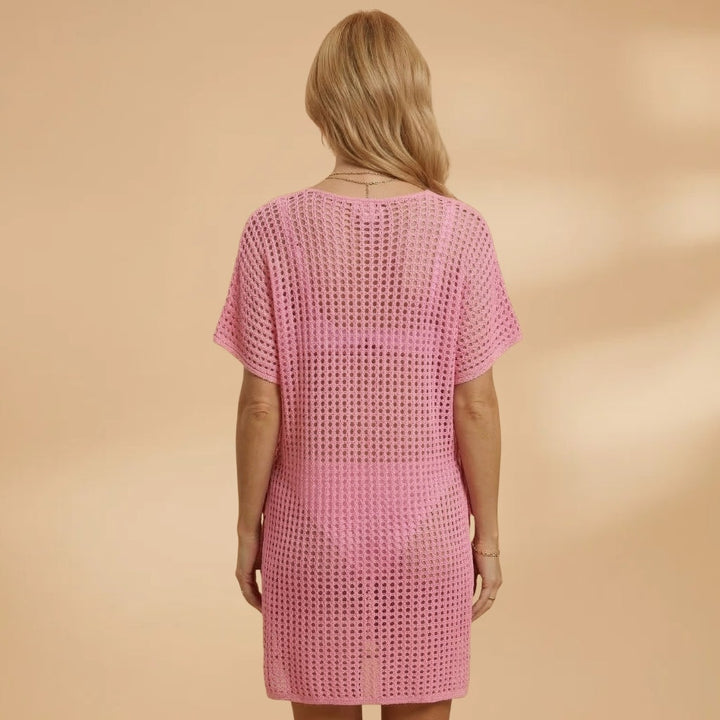 Mónica | Vestido Curto Crochet Mulher Decote V Praia