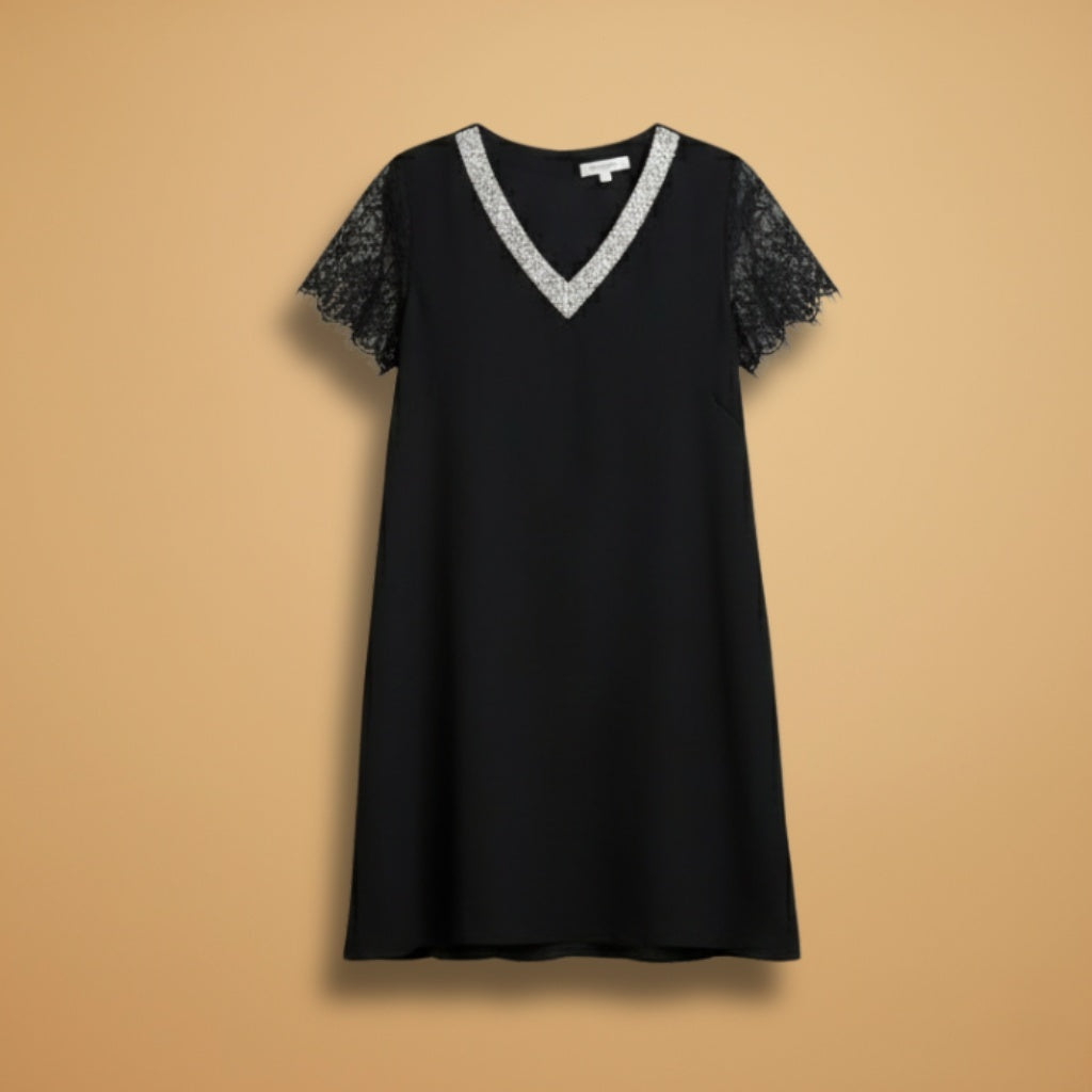 Raquel | Vestido Curto de Festa Mulher Decote V Lantejoulas