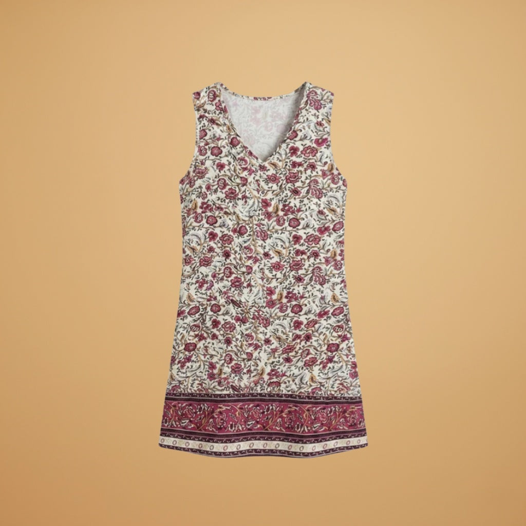 Sílvia | Vestido Curto Estampado Floral Mulher Sem Mangas
