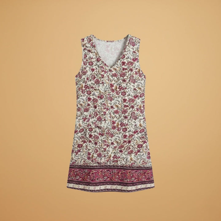 Sílvia | Vestido Curto Estampado Floral Mulher Sem Mangas