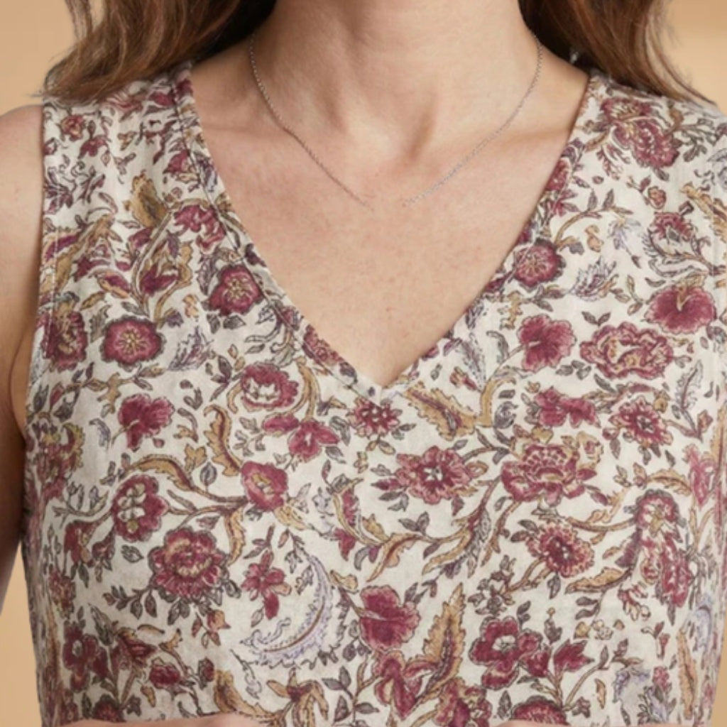 Sílvia | Vestido Curto Estampado Floral Mulher Sem Mangas