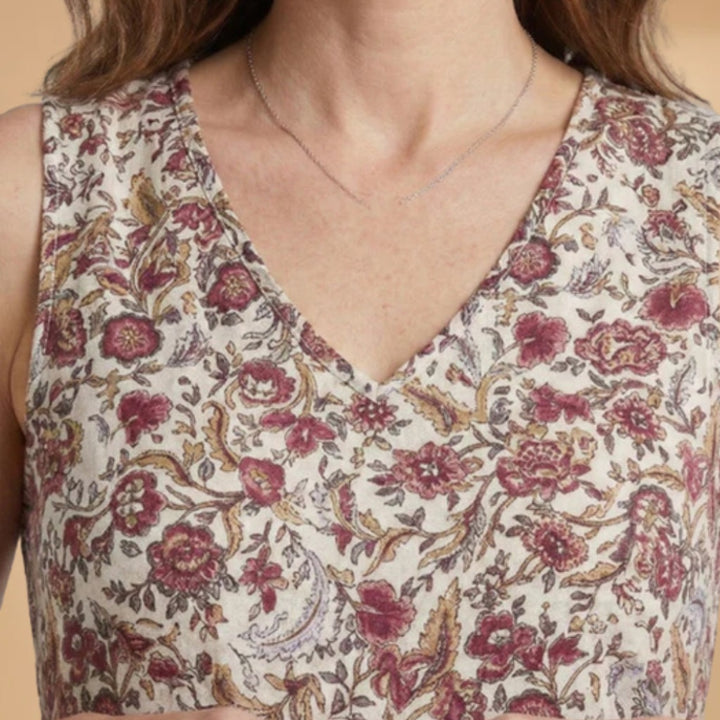 Sílvia | Vestido Curto Estampado Floral Mulher Sem Mangas