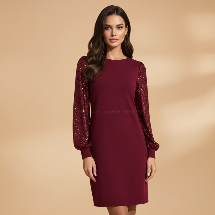 Marta | Vestido de Festa Manga Comprida Mulher Lantejoulas