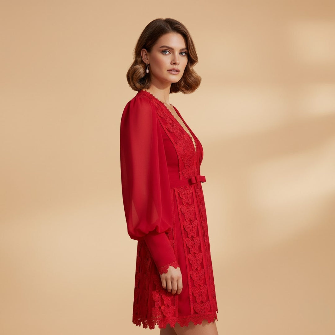 Constança | Vestido de Festa Renda Mulher Decote V