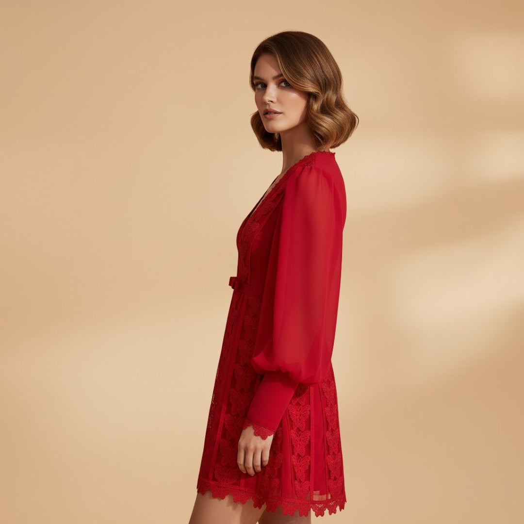 Constança | Vestido de Festa Renda Mulher Decote V