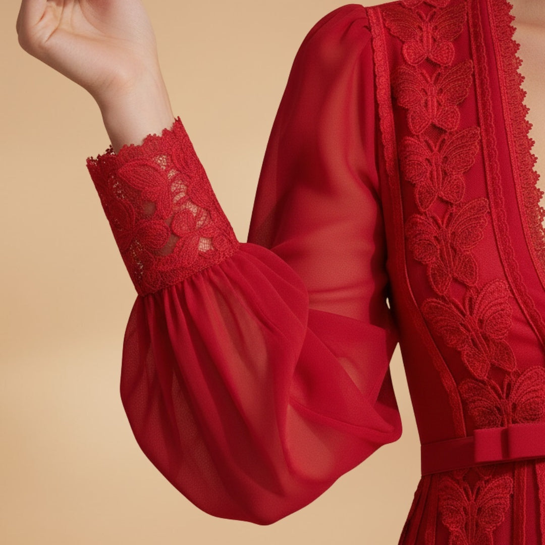 Constança | Vestido de Festa Renda Mulher Decote V