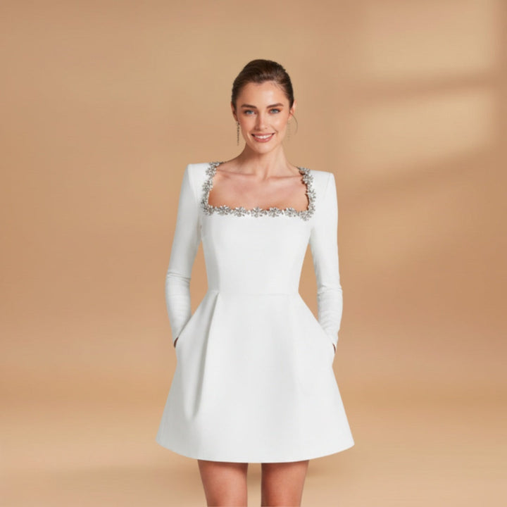 Catarina | Vestido de Gala Manga Longa Mulher Decote Quadrado