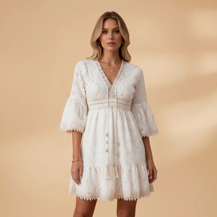 Dina | Vestido de Noiva Decote V Mulher Bordado
