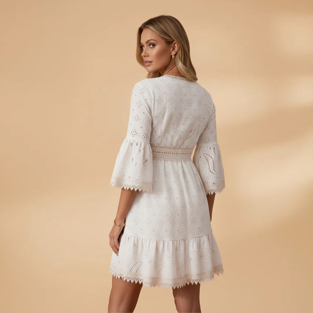 Dina | Vestido de Noiva Decote V Mulher Bordado