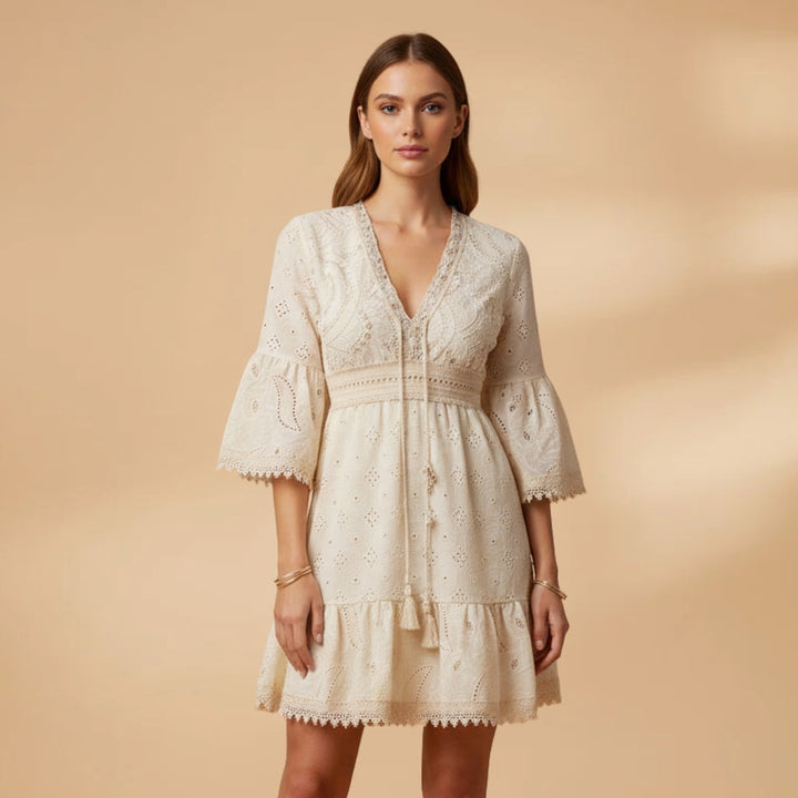 Dina | Vestido de Noiva Decote V Mulher Bordado