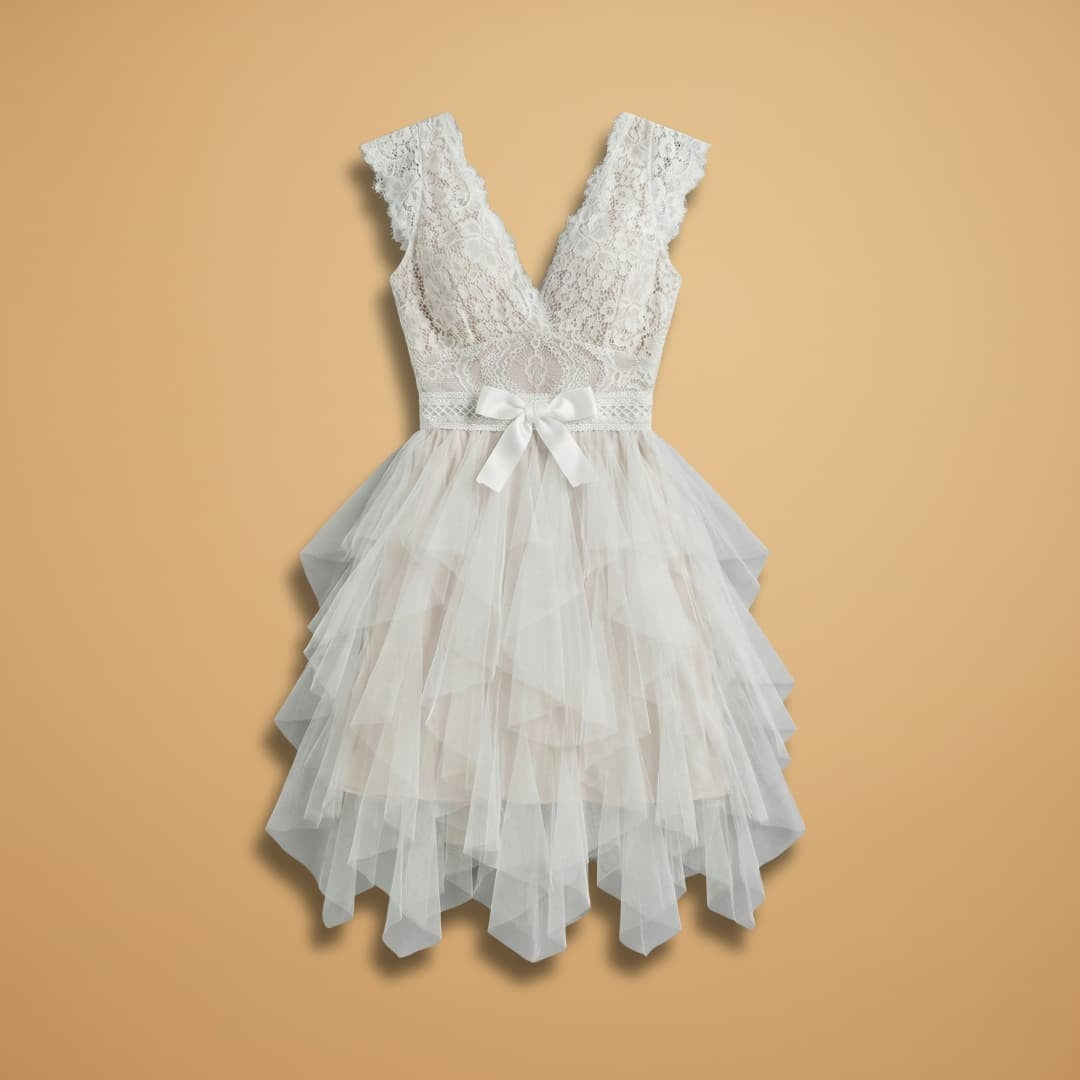 Elsa | Vestido de Noiva Decote V Mulher Rendas