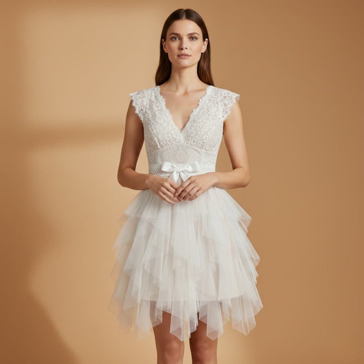 Elsa | Vestido de Noiva Decote V Mulher Rendas