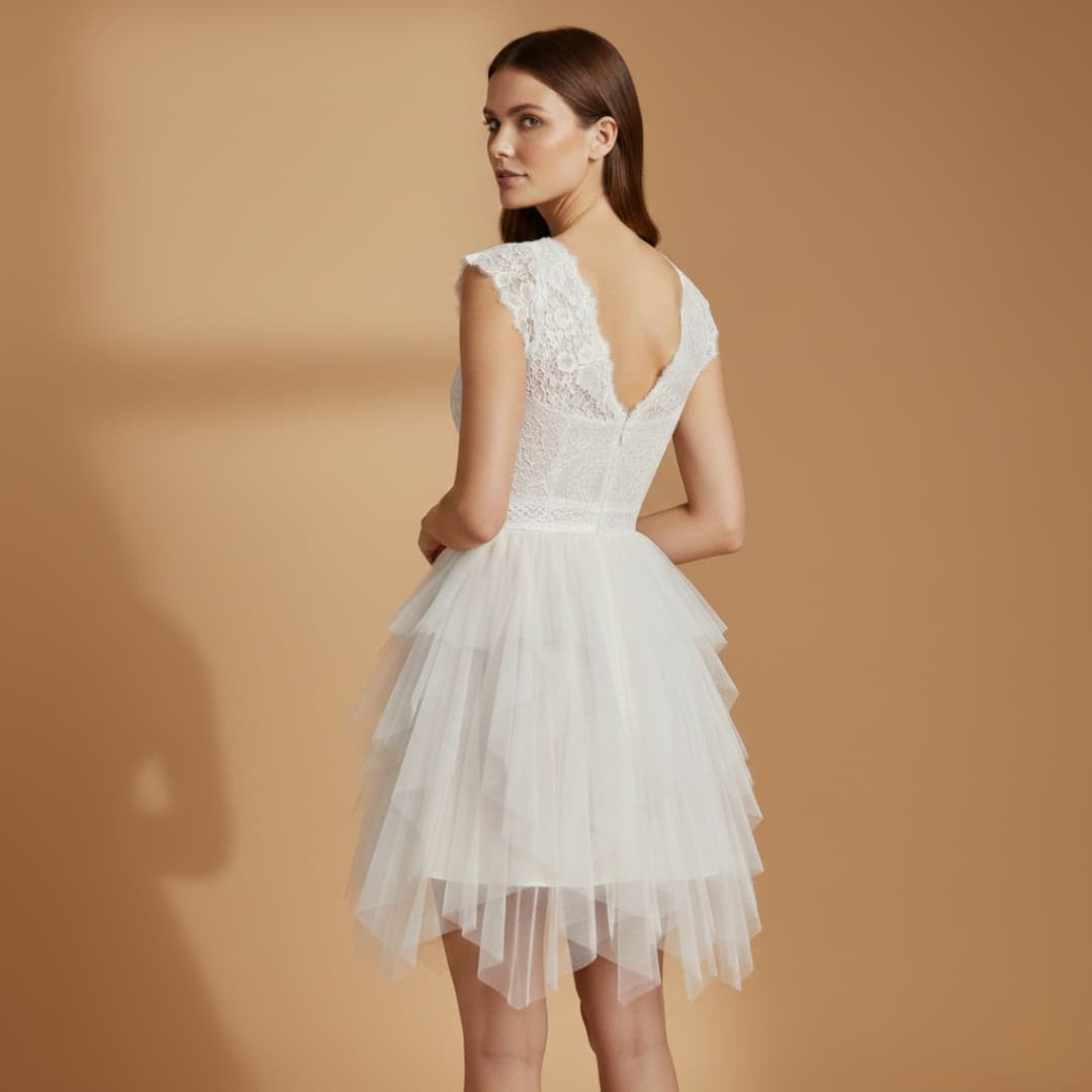 Elsa | Vestido de Noiva Decote V Mulher Rendas