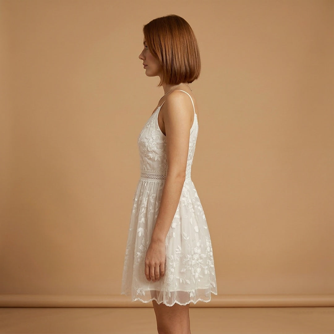 Amélia | Vestido de Noiva Simples Mulher Renda Alças