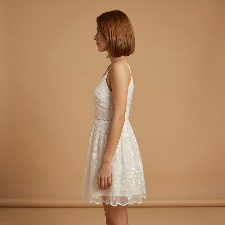 Amélia | Vestido de Noiva Simples Mulher Renda Alças