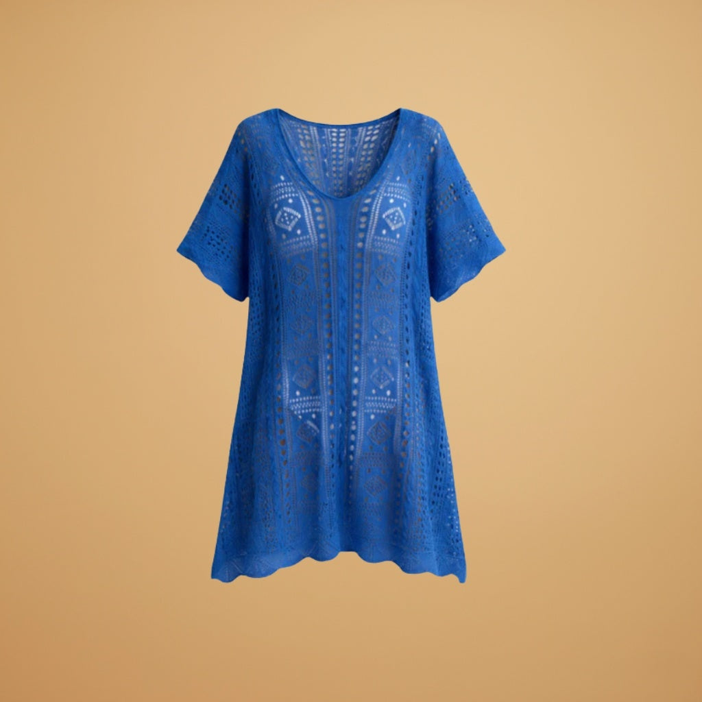Eva | Vestido de Praia Crochet Mulher Manga Larga