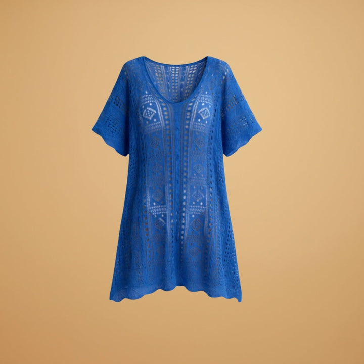 Eva | Vestido de Praia Crochet Mulher Manga Larga