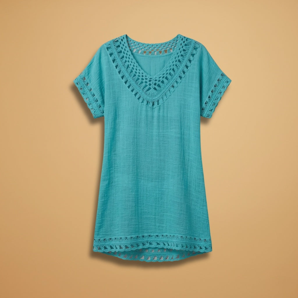 Vanessa | Vestido de Praia Mulher Decote V Crochet