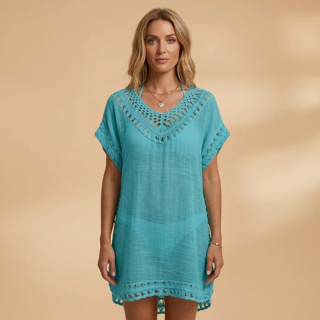 Vanessa | Vestido de Praia Mulher Decote V Crochet