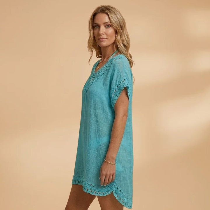 Vanessa | Vestido de Praia Mulher Decote V Crochet